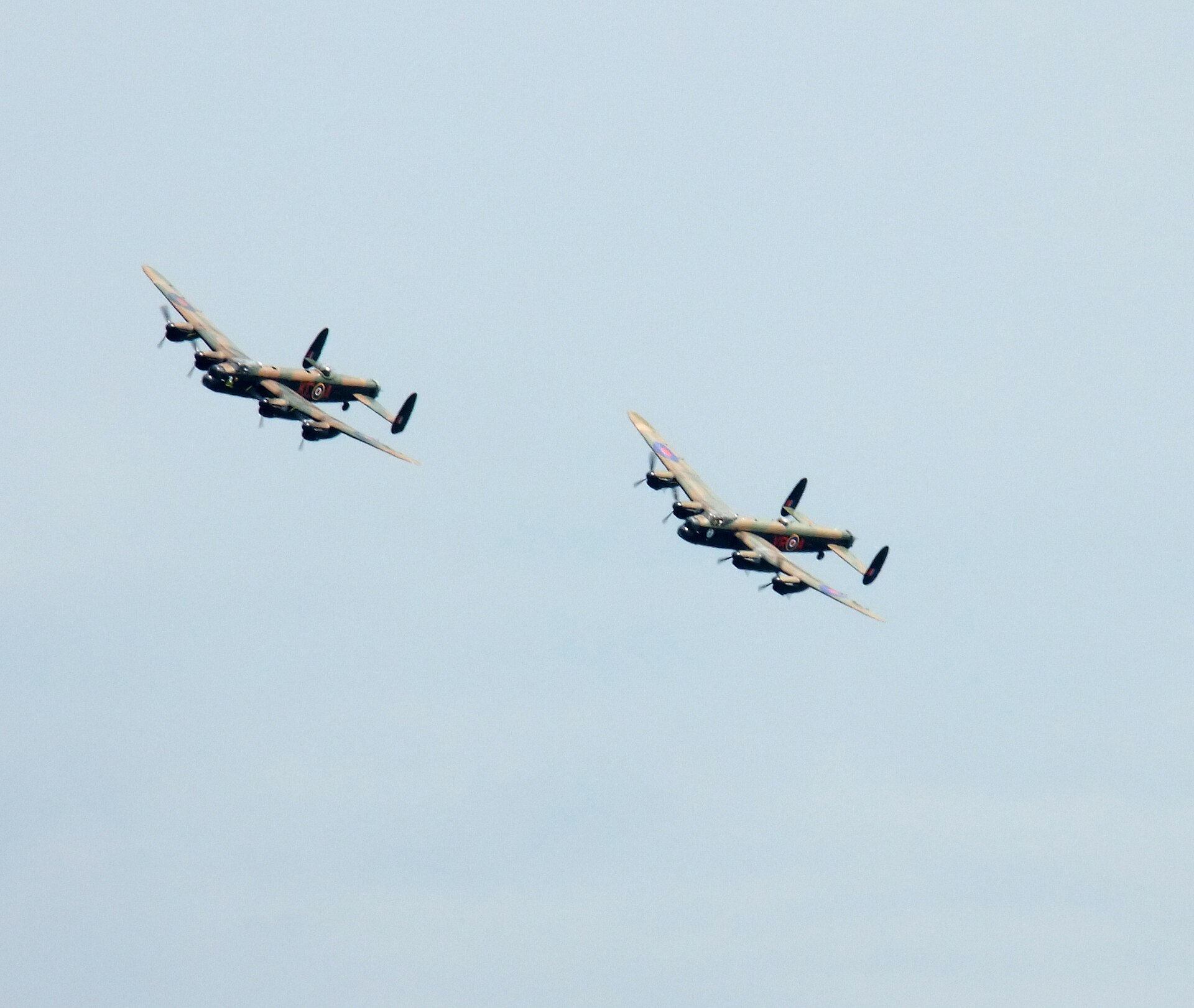 Two Lancasters over the sea at Eastbourne Airbourne